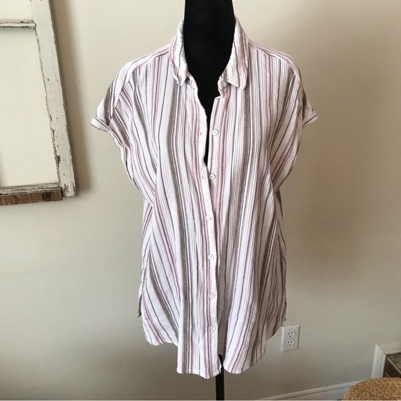 SONOMA short sleeve button down shirt top. Size large. - Picture 2 of 8